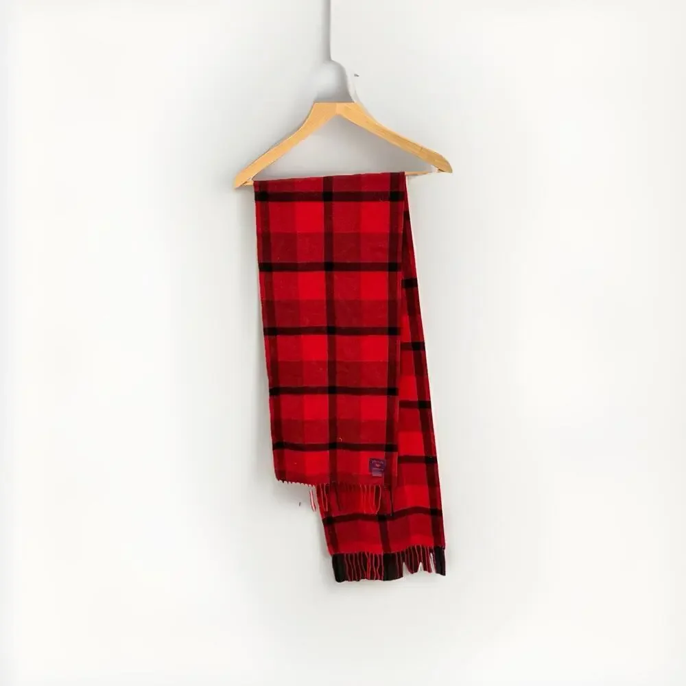 Phenix Cashmere Scarf Red Black Plaid Old Money Preppy Classic 100% cashmere
